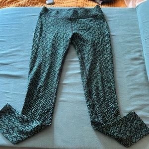 Ibex merino wool leggings Small- aqua/navy pattern GUC